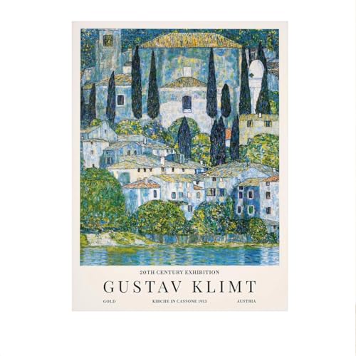 グスタフ・クリムト展ポスターヴィンテージ風景壁アートグスタフ・クリムトキャンバス絵画と版画北欧ホームデコレーション絵画50x70cmフレームなし