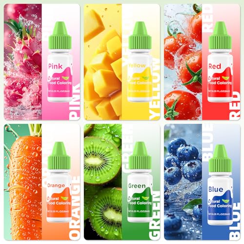 Image of Natural Food Coloring Liquid Set - 6 Vibrant Color Food Grade