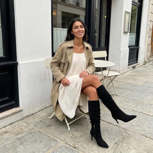 Image of Knee High Boots Women Pointed Toe Stiletto Heel Tall Boots | Side Zipper,3 In Stiletto Heel,Fall Spring Winter Fashion Dress Tall Boots,Evening Bridal office Long Boots