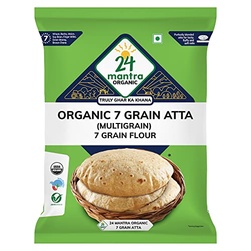 24 Mantra Organic 7 Grain Atta 1 Kg | Low G.I & Diabetic Friendly | Diabetic Nutritonist Recommended | Goodness of 7 Grains – Wheat, Jowar, Ragi, Maize, Mungbean, Barley & Soyabean | Certified Organic 24 Mantra Organic 7 Grain Atta 1 Kg | Low G.I & Diabetic Friendly | Diabetic Nutritonist Recommended | Goodness of 7 Grains – Wheat, Jowar, Ragi, Maize, Mungbean, Barley & Soyabean | Certified Organic