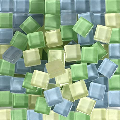 Focal20 Lot de 100 carreaux de mosaïque carrés de couleurs mélangées pour travaux manuels, cadres photo, bijoux, décoration d'art, cadeaux (vert macaron) Cover