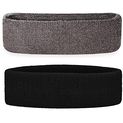 PLAY2FIT Cotton Sports Headband Pair (2 Pcs): Stay Comfortable And Focused During Every Game! For Running Basketball Tennis Cycling Football Cricket Marathon (Black & Grey)-picture-13