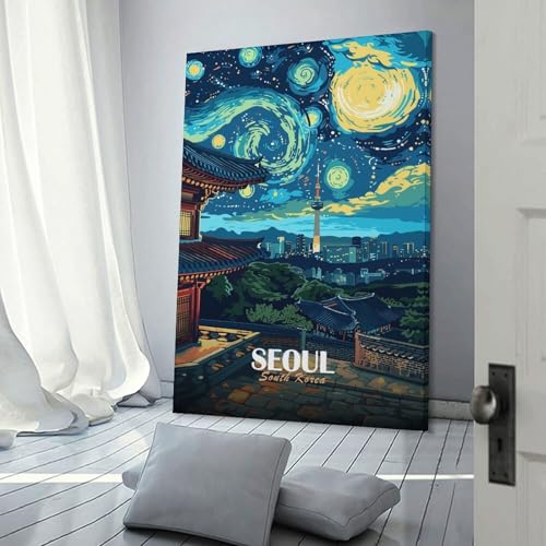 Tableau sur toile Séoul de qualité artistique supérieure pour décoration murale raffinée