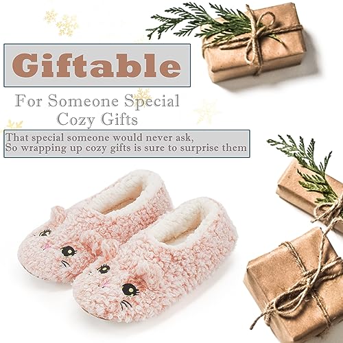 Image of Cozylook Cute Animal Slippers for Women and Kids Fuzzy Non Slip Soft Sole