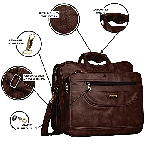 Image of LOREM Unisex Mat Maroon Textured Artificial Leather Laptop Bag BG23