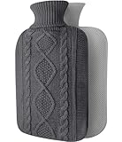 OliviaLiving Hot Water Bottle with Cover - Premium Soft Knitted Cover - 2L Large Capacity - Hot Water Bag for Menstrual Cramps, Neck and Shoulder Pain Relief, Hot and Cold Therapies, Hand Feet Warmer