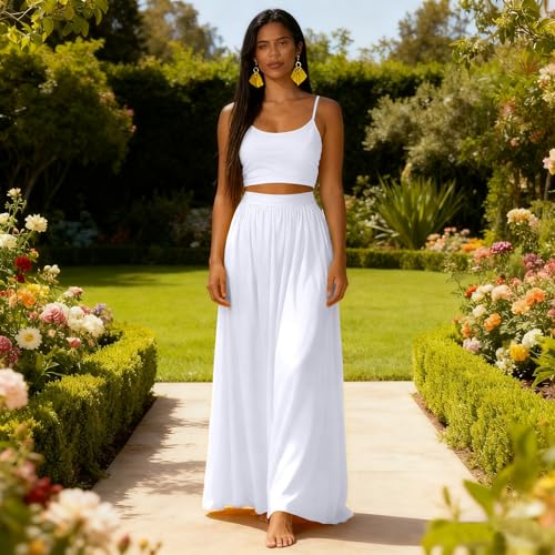 Image of Women Sexy 2 Piece Outfits Dress Chiffon Strap Deep V Neck Bra Crop Top High Split Maxi Dresses Skirt Set