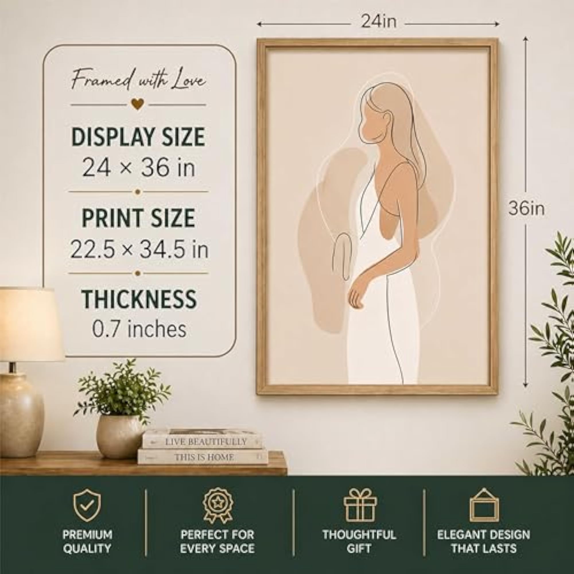 Set of 2 Beige Abstract Texture Wall Photos with Frame