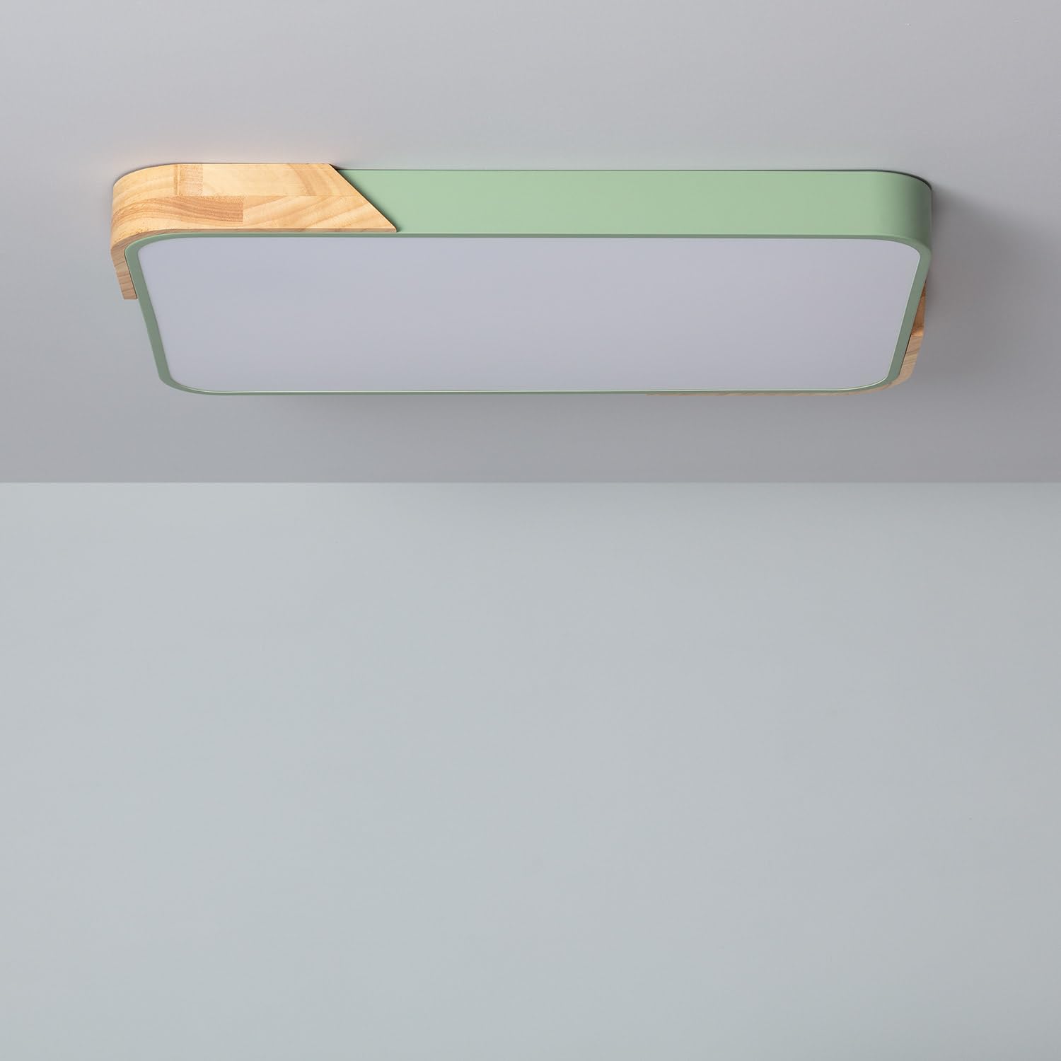 LEDKIA LED-Deckenleuchte 30W, Rechteckig – Holz & Metall, Dimmbar & Wählbare Farbtemperatur