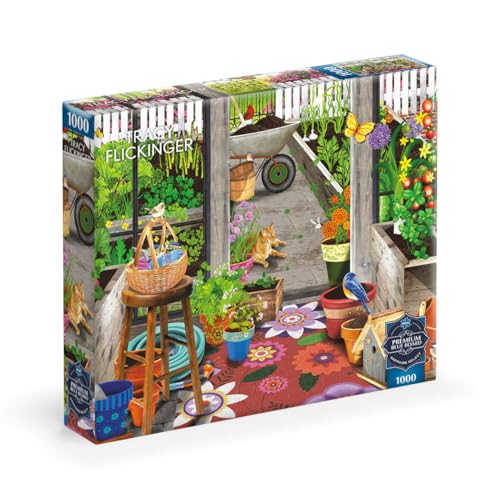 Buffalo Games - Sapphire Select - Tracy Flickenger - Garden Shed Greenhouse - 1000 Piece Jigsaw Puzzle – Challenging & Fun – Blue Core Puzzle Board – Giftable Display Box - Full Size Poster Included