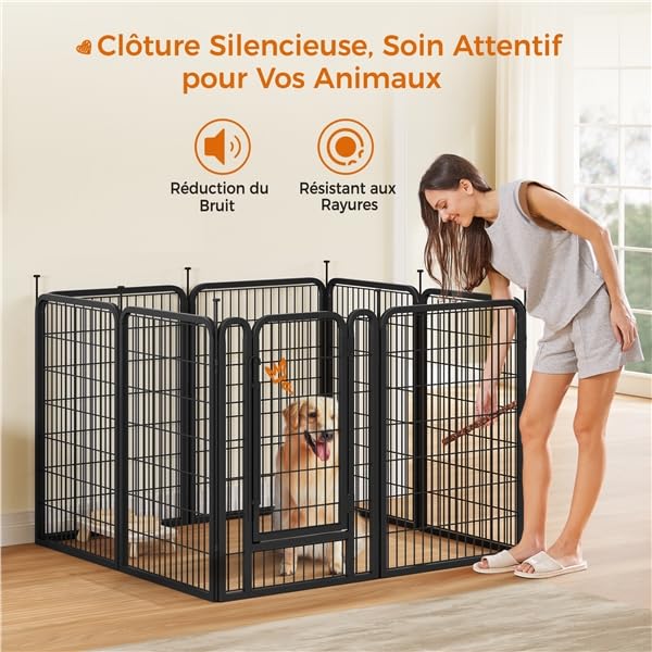 Enclos chiens chiot lapin Yaheetech chenil extérieur clôture métal modulable