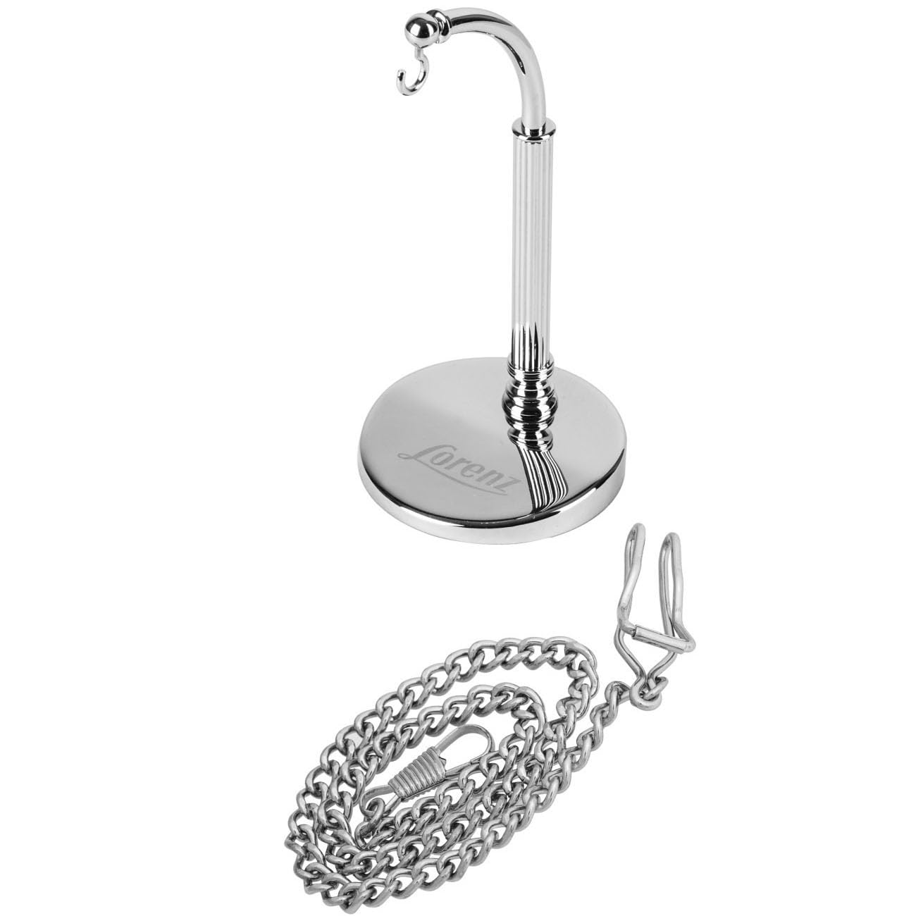 Lorenz Cervo 030223AA - Orologio da taschino a carica manuale in acciaio inossidabile - Quadrante con numeri romani - Inclusa nella confezione stand per appoggio e catena in acciaio