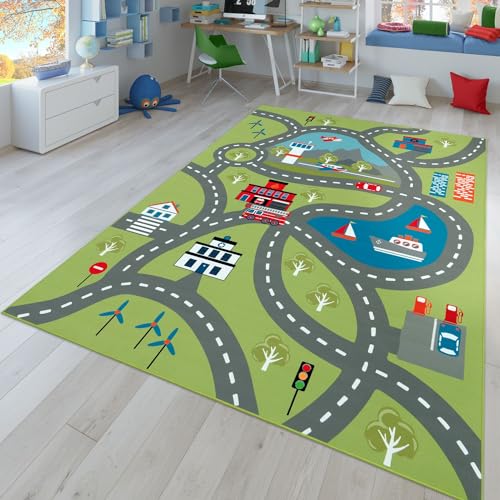 TT Home Kinderzimmerteppich Teppich Junge Mädchen Kinderteppich Baby rutschfest Straße, Farbe:Grün, Größe:160x220 cm TT Home Kinderzimmerteppich Teppich Junge Mädchen Kinderteppich Baby rutschfest Straße, Farbe:Grün, Größe:160x220 cm
