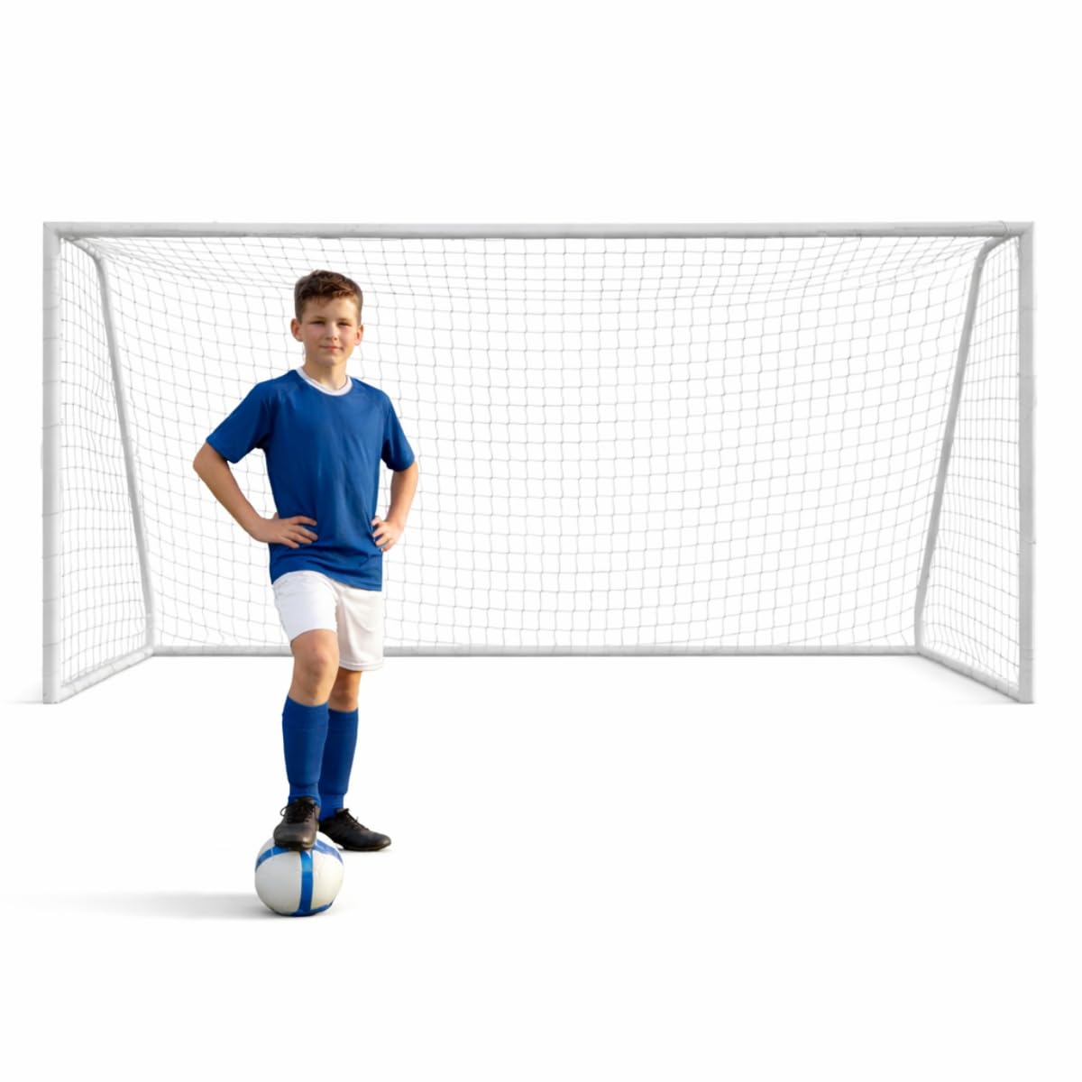 CHARLES BENTLEY 8ft x 4ft Pop up Football Goal for Kids, Junior, Football Net for Garden, Goals Post, Target, Childrens Footballs Training Goals, Portable, Foldable, Outdoor, Net Clips, Ground Pegs