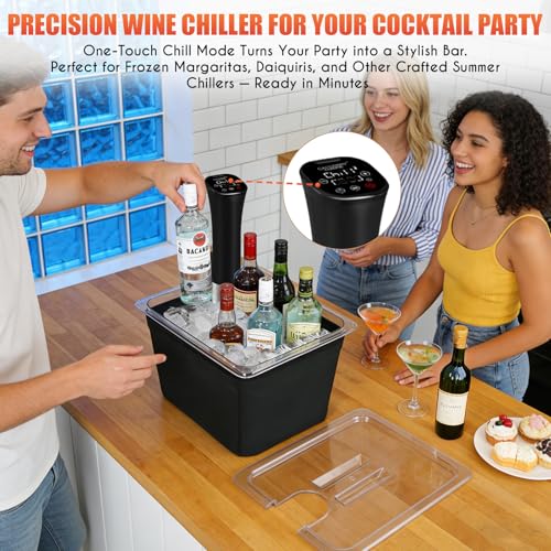 Image of CATTLEMAN Sous Vide Cooker, Wine Chiller, 1000W, Sous Vide Kit with Container, Immersion Circulator, Sous Vide Container 12 Quart with Lid & Neoprene Sleeve, Accurate Temp & Timer, Fast Heating