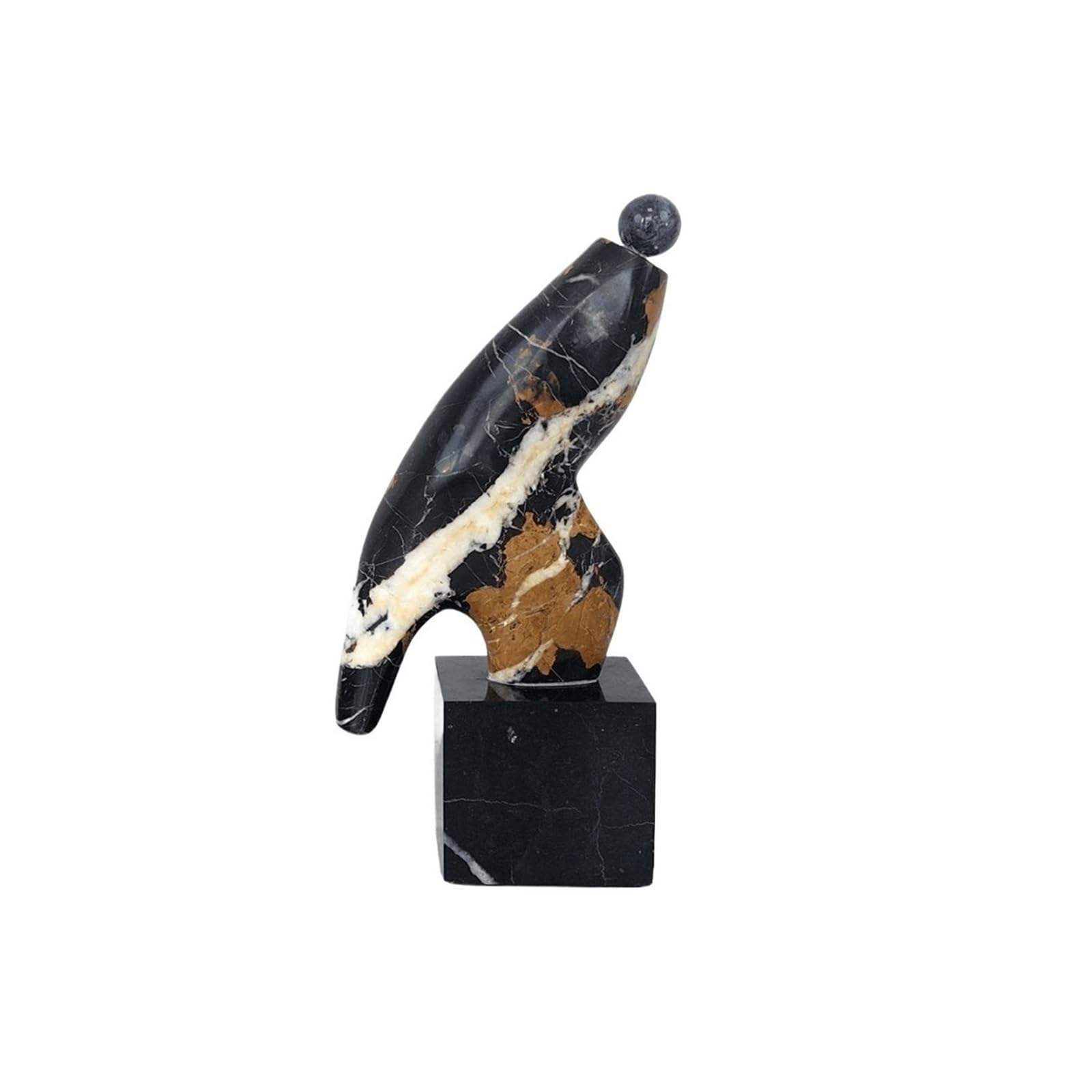 zhuyanbo007 Desk Statue, Luxury Marble Abstract Sculpture Ornament Creative Home Art Decoration(Black)