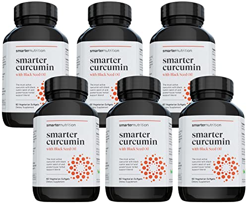 Smarter Nutrition Curcumin Softgels - Potent & Bioavailable, Active Curcumin Standardized To 95% Tetrahydrocurcuminoids With Astragin Black Cumin Seed Oil & Ginger (60 Count (Pack Of 6) #TOP20