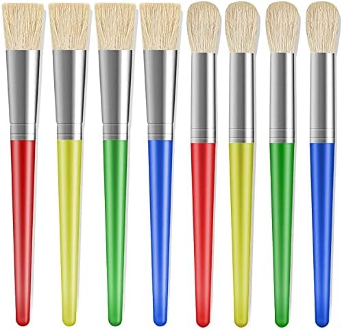 Jiosdo Kids Paint Brushes, 8Pcs Colorful Painting Brushes Set Kids, Hog Bristles Paint Brushes for Children Toddler, Flat and Round Tip Art Paint Brushes for Watercolor, Oil, Acrylic, Face
