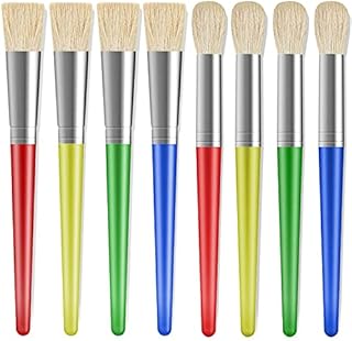 Jiosdo Kids Paint Brushes, 8Pcs Colorful Painting Brushes Set Kids, Hog Bristles Paint Brushes for Children Toddler, Flat and Round Tip Art Paint Brushes for Watercolor, Oil, Acrylic, Face
