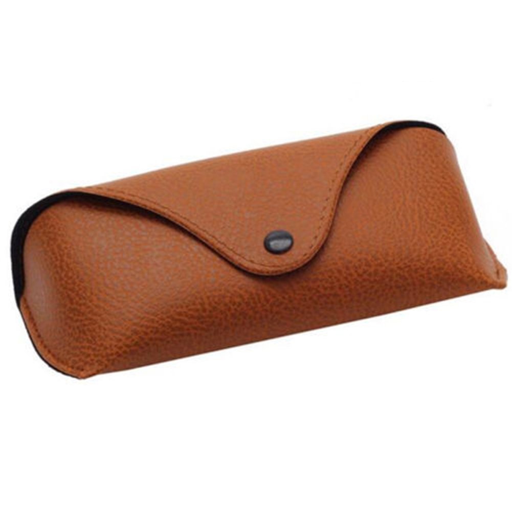 Greenlans Unisex Brown Portable Faux Leather Eye Glasses Sunglasses Holder Box Case Cover