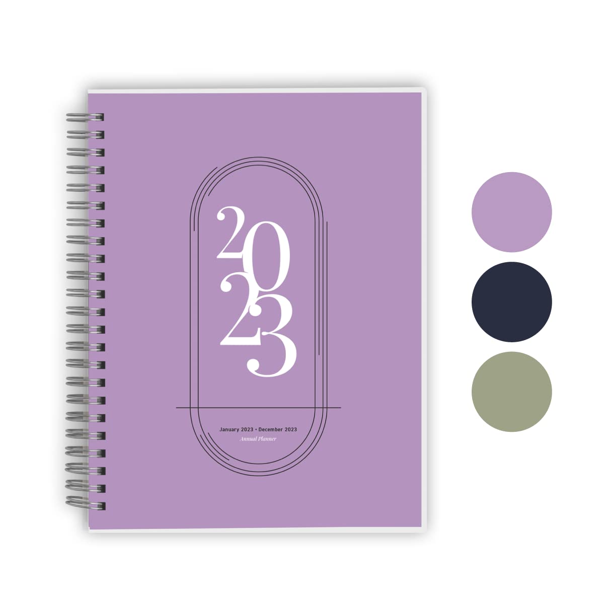 Rileys 2023 Weekly Planner - Annual Weekly & Monthly Agenda Planner, Jan - Dec 2023, Flexible Cover, Notes Pages, Twin-Wire Binding (8 x 6-Inches, Lilac)