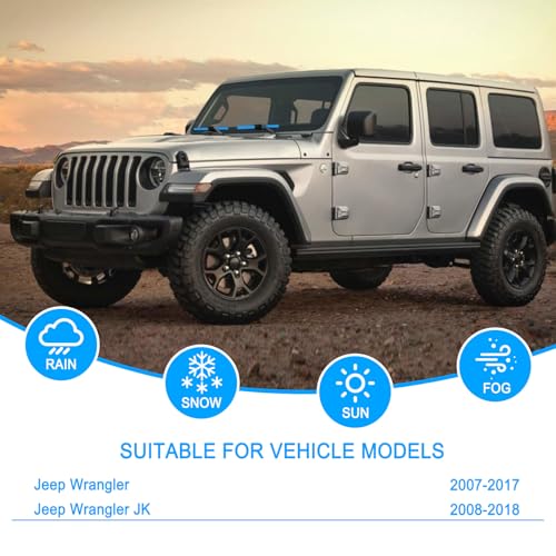 CJPPPZIW® Windshield Wipers-15"+15"+13" Replacement for 2007-2017 Jeep Wrangler/2008-2018 Wrangler JK,Streak-free,OEM Quality Premium All-Season Front and Rear Blue Wiper Blades (Set of 3) by CJPPPZIW - Image 2