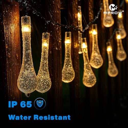 Image of MPROW Water Drop LED String Lights, 14 Warm White Fairy Lights, Plug-in Decorative Lights for Indoor Outdoor (Water Drop Warm White, 3m, 14)