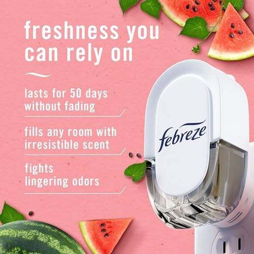 Febreze Plug In Air Freshener, Odour-Fighting Scented Oil Refill, Watermelon, 2 Refill - 1