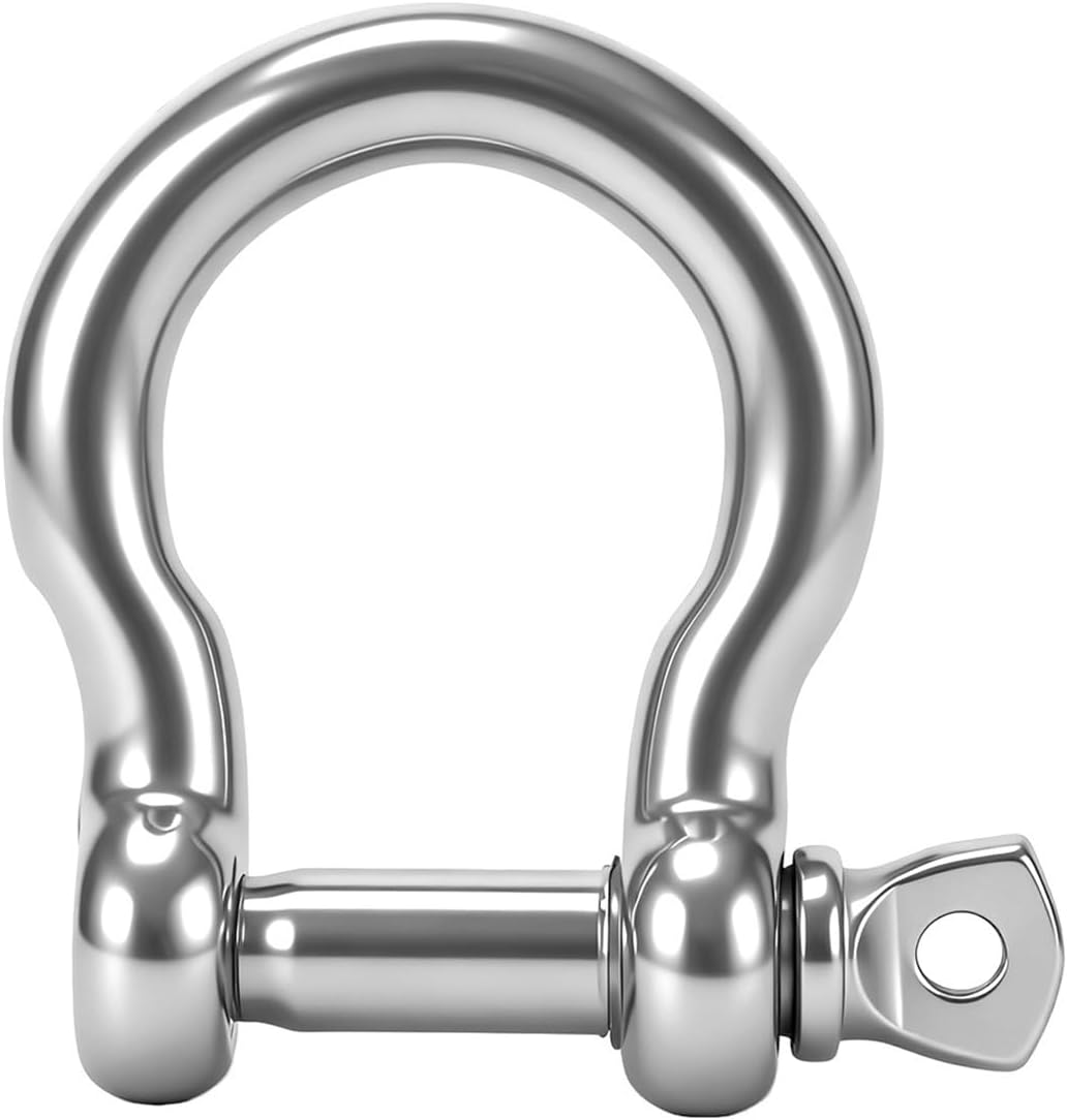 Stainless Steel D-Ring Shackles, Marine Grade, for Boat, Chain, (12 Different Sizes)