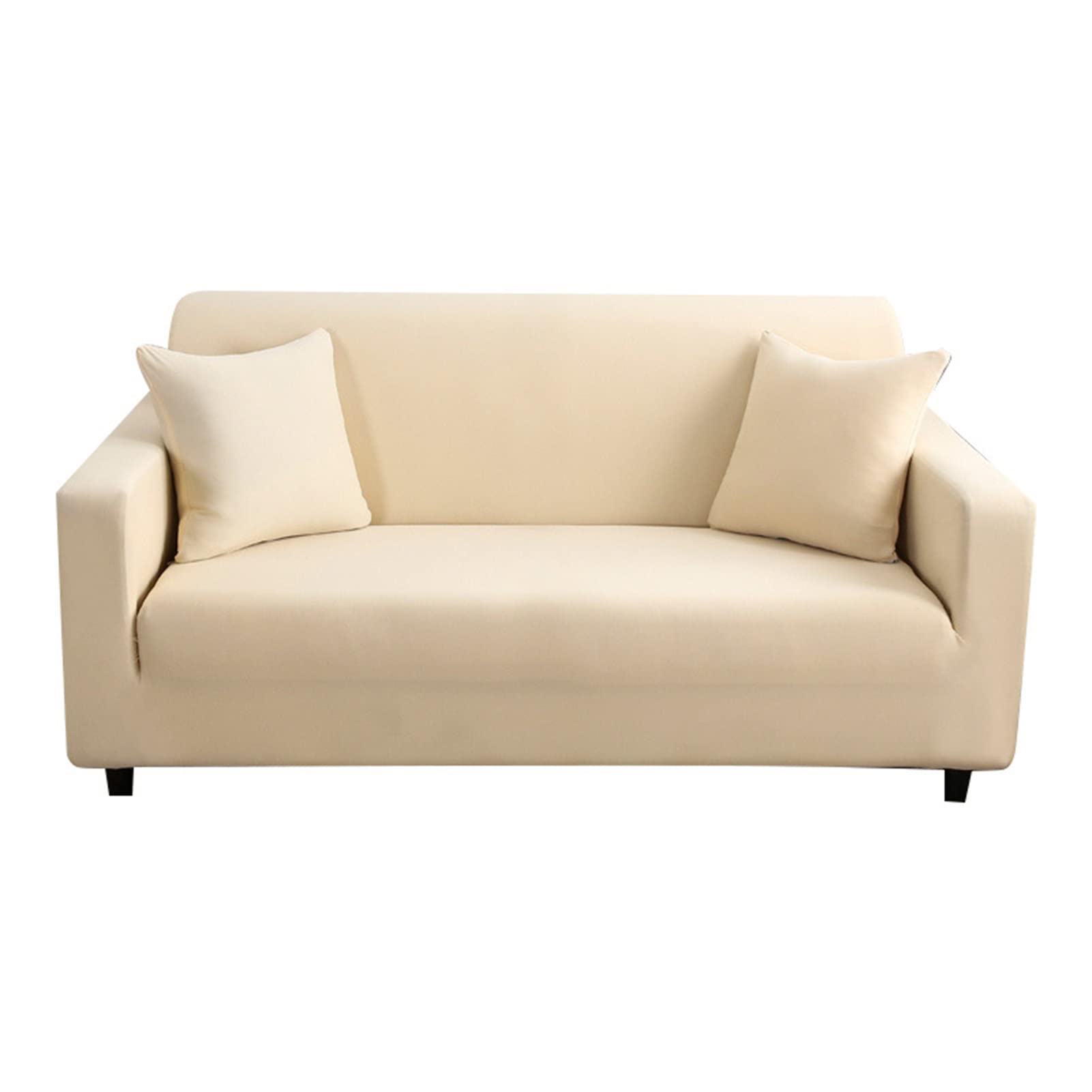 Housse de canapé extensible 4 places beige pour un salon chaleureux