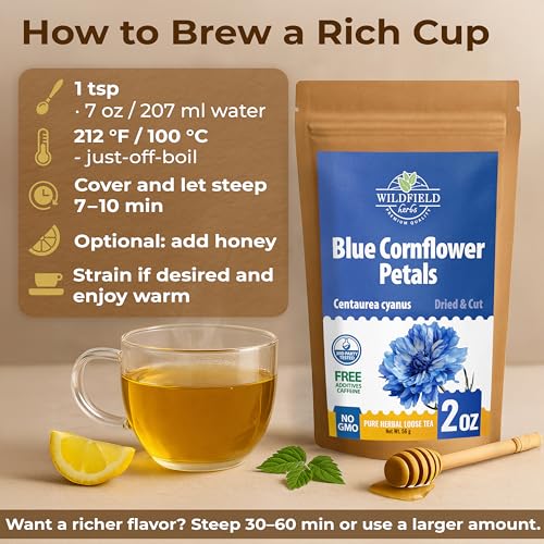 Image of 2 oz. Dried Blue Cornflower Flower Blossom (Centaurea Cyanus) - 56g Blue Corn Flower Herb Tea Petals Bulk Herbal Tea