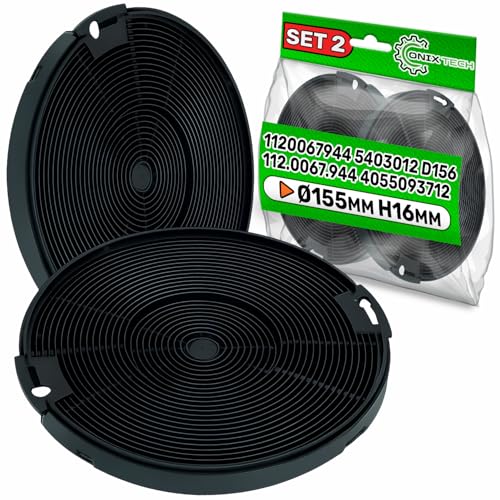 2 Pièces Filtre Charbon pour Hotte Aspirante avec Code d'Origine EFF75 1120067944 5403012 pour Faber pour Franke pour Ikea pour SMEG Ø 155 mm H 16 mm - Garantie de 5...