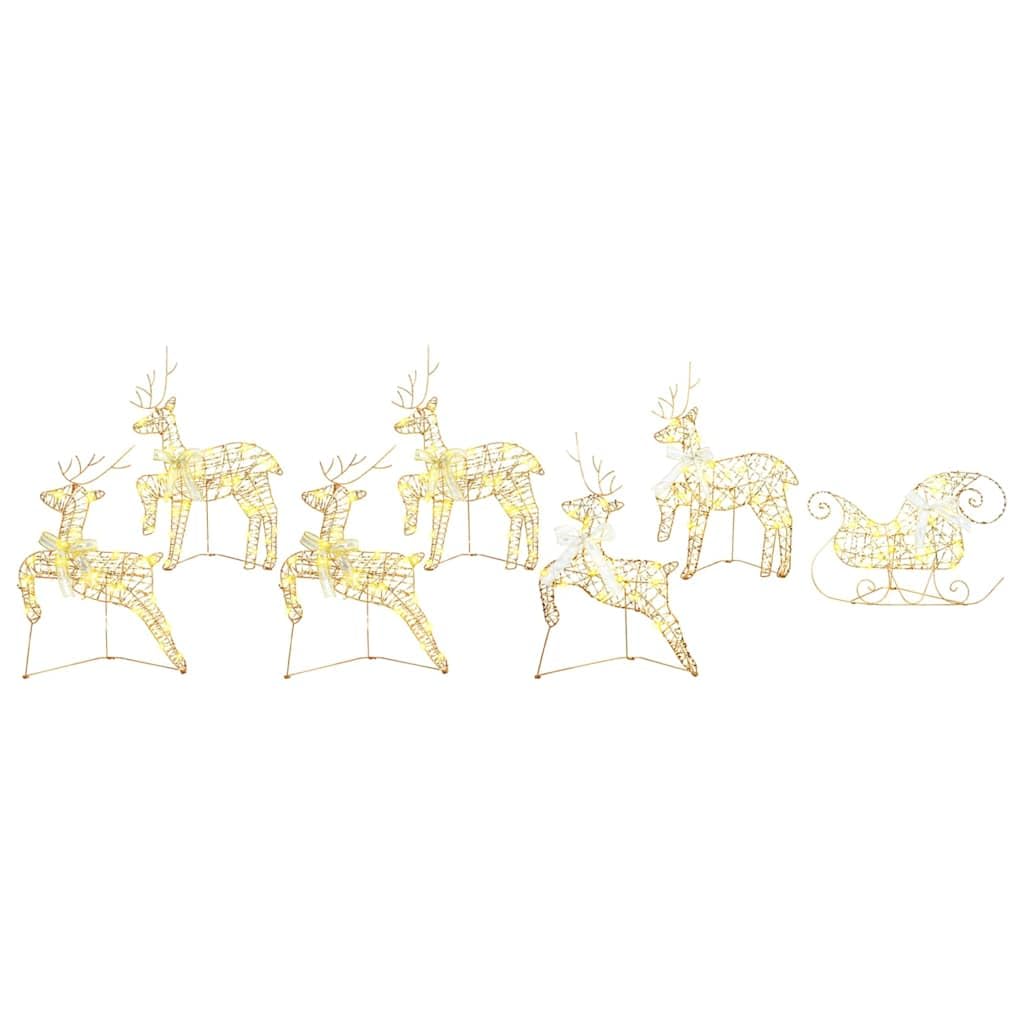 vidaXL LED Rentiere mit 40 LEDs 7 pcs Gold PET, Wohnzimmer, Art Deco Weihnachtsdeko, LED Rentier Ornament, festliche Lichter, Innendekoration