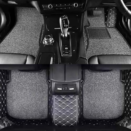 Image of Vahan Expo Premium 7D Car Mat Full Set for TATA Tiago EV (2022) || Luxury Leather Double-Stich 7D Car Floor Mat Complete Set || 100% Waterproof and Washable || Black