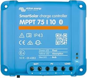 Victron Energy SmartSolar MPPT Controlador de carga solar (Bluetooth) - Controladores de carga para painéis solares - 75 V, 10 amp, 12/24 volts