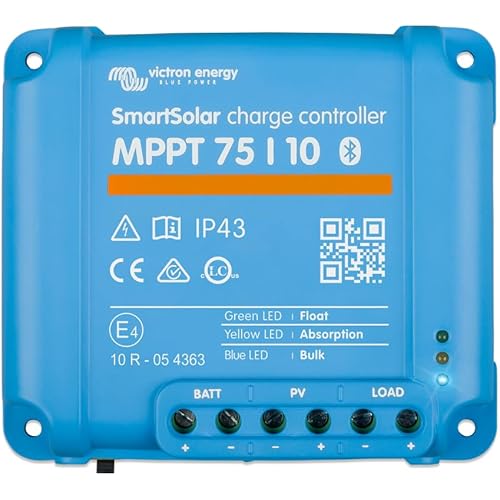 Victron Energy SmartSolar MPPT Solar Charge Controller (Bluetooth) - Charge Controllers for Solar Panels - 75V, 10 amp, 12/24-Volt