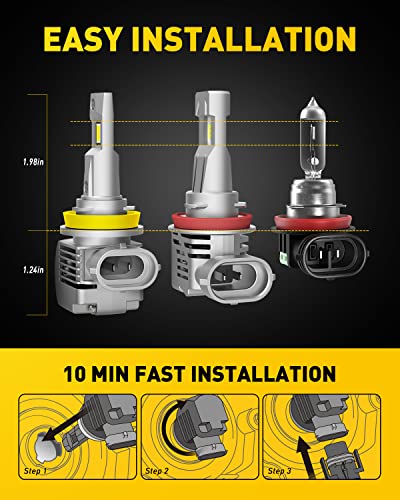 Image of AUXITO H11 LED Bulbs, 20000LM 100W Per Set, 6000K Cool White, H8 H9 LED Light Bulbs for Fog Lights, Plug and Play, Pack of 2 Q16