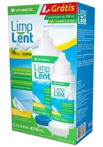 Limp Lent solução para Lentes 350ml + 120ml e estojo porta lentes de contato