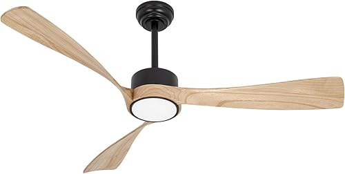 raccroc Ventilador de techo de 52 pulgadas, ventiladores de techo de madera con luces y control remoto, ventilador de techo moderno de 22 W con