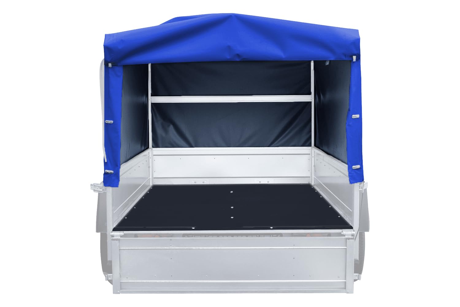 UNITRAILER Lona para Remolque 230x125 cm H80 cm Azul Impermeable con Cuerda elástica, Funda Protectora para Garden Trailer 230 Kipp, Lona de Alta Resistencia con Parte Trasera abatible