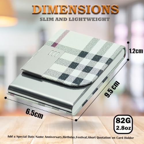 Image of Luxurious Unisex Pocket Card Holder Design 15-20 Business Card and 5-8 Card Debit Credit Ultrathin Stainless Steel 9.5 X 6.5 x 1.2 cm Size RFID Blocking Corporate Gift for Employee (White)