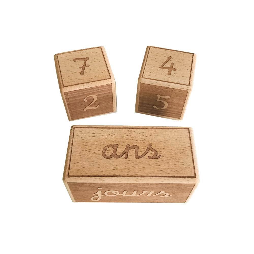 Cubes étapes bébé en bois en Français cadeau décoratif utile