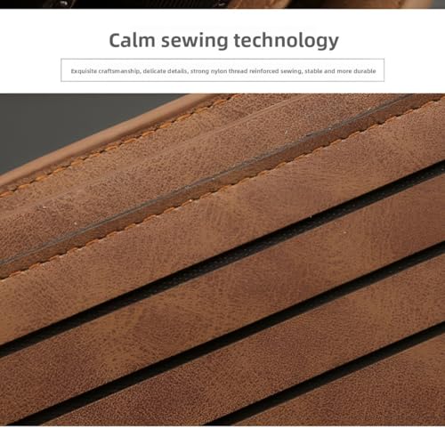 Men's Multifunctional Short Wallet - Genuine Leather Business Casual Wallet With Zipper Compartment & 12 Card Slots, Lightweight, Portable(Brown)2