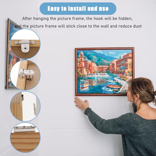 Image of 40 PCS No Damage Picture Hanging Kit - Sawtooth Frame Hangers and Invisible Nail Hangers for Hard Wall, Brick Wall - Canvas Hanging Kit