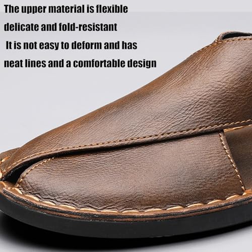 Soulario Leather Sandals for Men, Handcrafted Italiana Genuine Leather Sandals, Summer Casual Comfortable Breathable Non-Slip Slip on Beach Shoes2