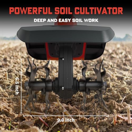Cordless Tiller Cultivator for Milwaukee 18V Battery,Brushless Motor,Electric Garden Tiller w/360 RPM, 9In Tilling Width - Additional View