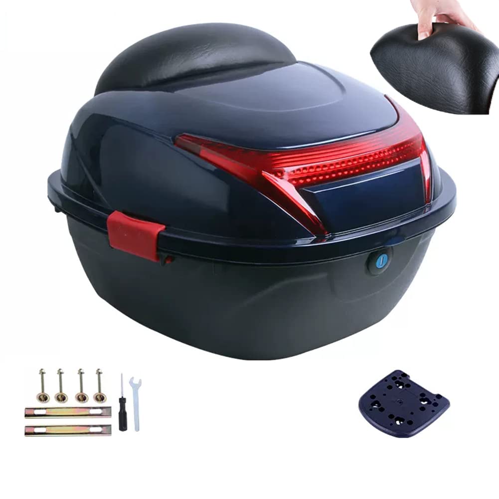 KFGISD, With Extra Large Comfortable Backrest Large Capacity Motorcycle Helmet Trunk Universal Travel Luggage Storage Box ,Motorcycle Top Box(Blue)