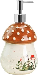 Bicuzat Ceramic Mushroom Shaped Soap Dispenser with Plastic Pump, Liquid...