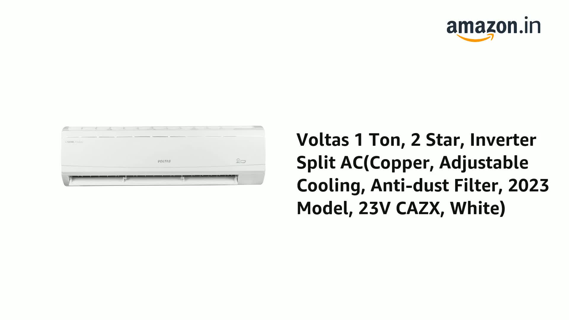 Voltas 1 Ton, 2 Star, Inverter Split AC(Copper, Adjustable Cooling,  Anti-dust Filter, 2023 Model, 23V CAZX, White) : Amazon.in: Home \u0026 Kitchen
