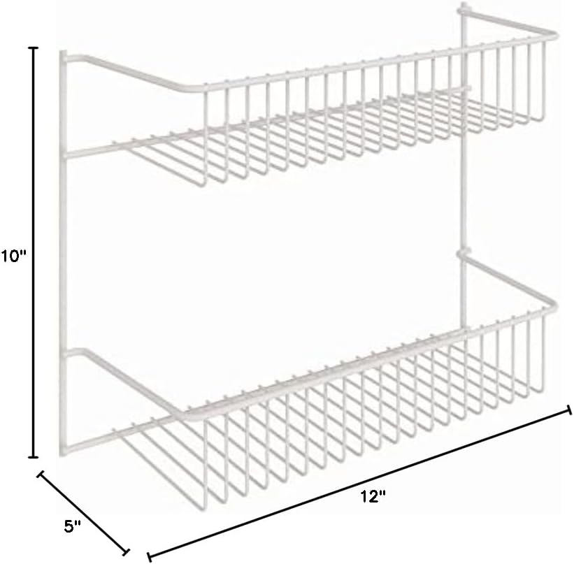 White Steel 2-Tier Wire Wall Storage Rack